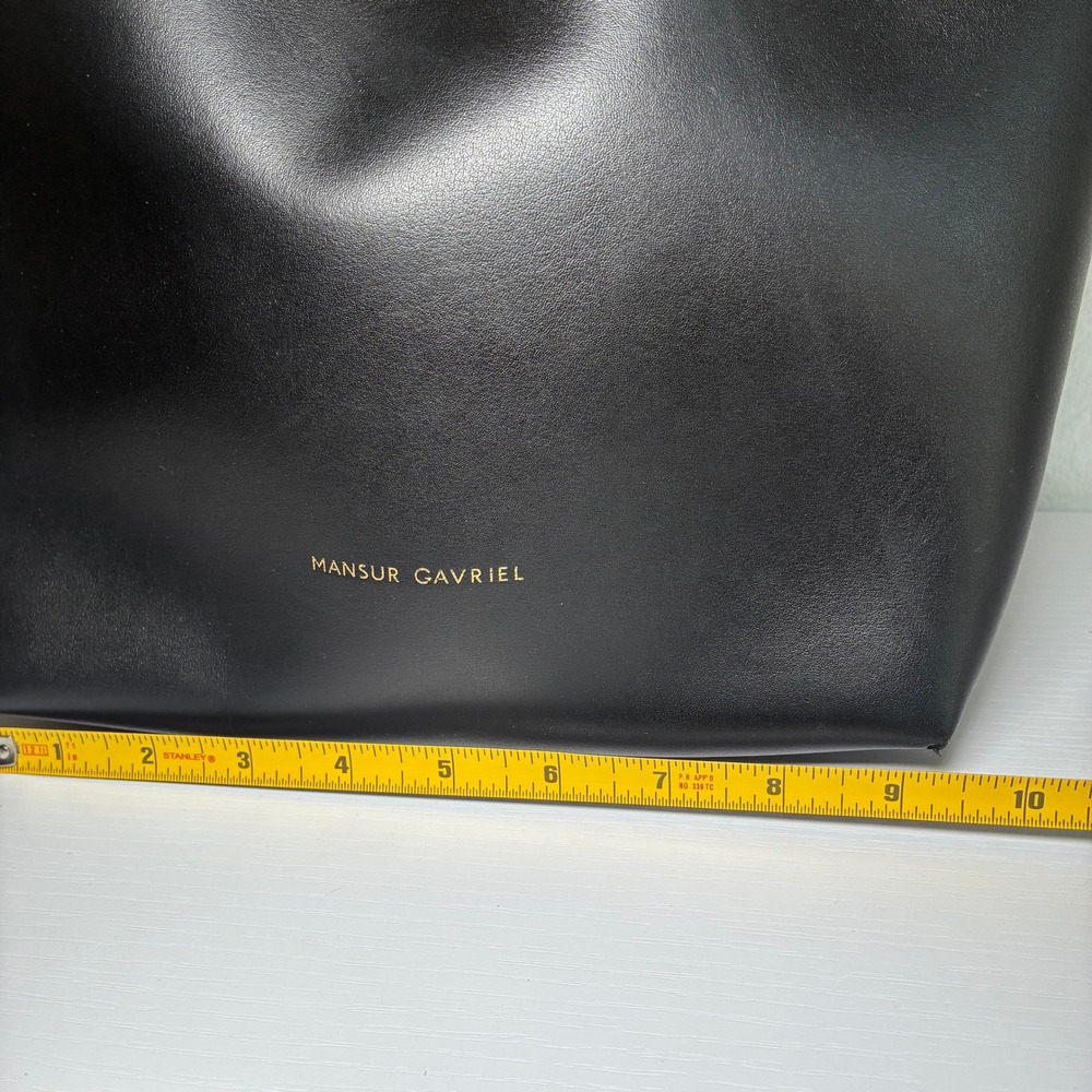 Mansur Gavriel Bucket Bag Large Black Italian Leather Pouch Adjustable Crossbody - Picture 8 of 9